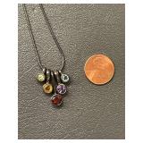Sterling Silver Necklace with Multi-Colored Gemstones