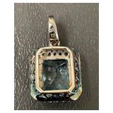 Pendant with Aqua Blue Gemstone 925 Silver - Possibly Aquamarine