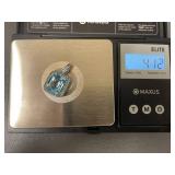 Pendant with Aqua Blue Gemstone 925 Silver - Possibly Aquamarine