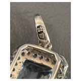 Pendant with Aqua Blue Gemstone 925 Silver - Possibly Aquamarine