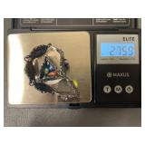 Vintage Multi Color Cabochon Sterling Silver Linked Bracelet 7"