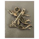Vintage Sterling Silver Cherub Brooch Pin 7.72g