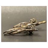 Vintage Sterling Silver Cherub Brooch Pin 7.72g