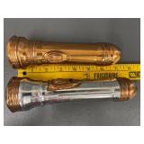 Vintage Winchester Brass & Chrome Cylindrical Flashlights