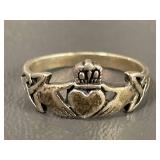 Vintage Sterling Silver Claddagh Ring Size 9.25