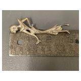 Large Mexican Sterling Silver Deco Lady Brooch