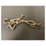 Large Mexican Sterling Silver Deco Lady Brooch