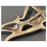 Large Mexican Sterling Silver Deco Lady Brooch