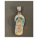 Sterling Silver Opal Inlaid Sandal Pendant