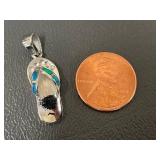 Sterling Silver Opal Inlaid Sandal Pendant