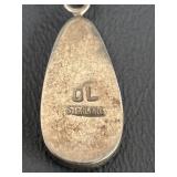 DL Sterling Turquoise Opal Onyx Inlay Pendant - Navajo Style