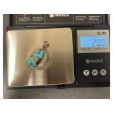 DL Sterling Turquoise Opal Onyx Inlay Pendant - Navajo Style