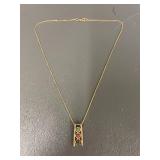 Gold-plate Sterling Silver Necklace with Gemstone Pendant