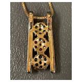 Gold-plate Sterling Silver Necklace with Gemstone Pendant