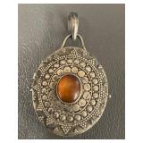 Sterling Silver Amber Cabochon Locket