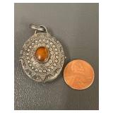 Sterling Silver Amber Cabochon Locket