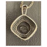 Designer Signed Sterling Silver Black Gemstone Necklace