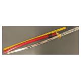 Dragon Motif Katana with Red Scabbard