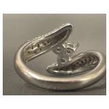 Elegant Ring with Encrusted Pav Setting in Sterling Silver - Size 6.25