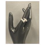 Elegant Ring with Encrusted Pav Setting in Sterling Silver - Size 6.25