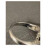 Elegant Ring with Encrusted Pav Setting in Sterling Silver - Size 6.25
