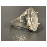 Sterling Silver Ring with Large Clear Stone