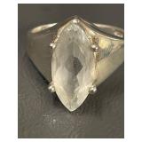 Sterling Silver Ring with Large Clear Stone