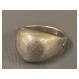 Textured Sterling Silver Ring, Brushed Design, Size 6.25
