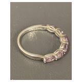 Elegant Purple Gemstones Ring Size 8.5