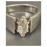 Vintage Silver Ring with Marquise Cut Stone
