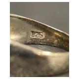 Vintage Silver Ring with Black Stone Detail- Signed ND