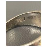 Vintage Silver Ring with Black Stone Detail- Signed ND