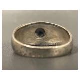 Vintage Silver Ring with Black Stone Detail- Signed ND