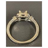 Elegant Silver Ring with Square Gemstone, US Size 11