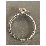 Elegant Yellow Gemstone Silver Ring Size 7.25