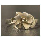 Sterling Silver Floral Ring, Size 8.25 - Elegant Design