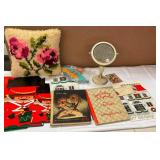 Vintage Mixed Lot: Books, Mirror, Holiday Items