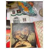 Vintage Mixed Lot: Books, Mirror, Holiday Items