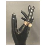 Vintage Artisan Pearl Ring 9.68g Hammered Band Size 9
