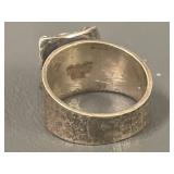 Vintage Artisan Pearl Ring 9.68g Hammered Band Size 9