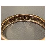 Vintage Floral Engraved Sterling Silver Ring Size 8.25