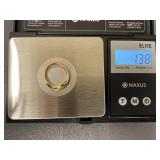 Gold plate Sterling Silver Ring with Yellow Gemstone, Size 7.25, Modern Design