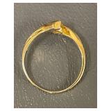 Gold plate Sterling Silver Ring with Yellow Gemstone, Size 7.25, Modern Design