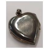 Vintage Sterling Silver Marcasite Heart Locket Pendant
