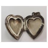 Vintage Sterling Silver Marcasite Heart Locket Pendant