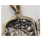 Vintage Sterling Silver Floral Locket Pendant 925