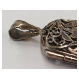 Vintage Sterling Silver Floral Locket Pendant 925