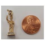 Gold Plate Sterling Silver Statue of Liberty Charm with Clear Stones