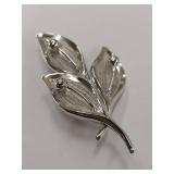 Vintage Danecraft Sterling Silver Leaf Brooch Pin