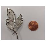 Vintage Danecraft Sterling Silver Leaf Brooch Pin